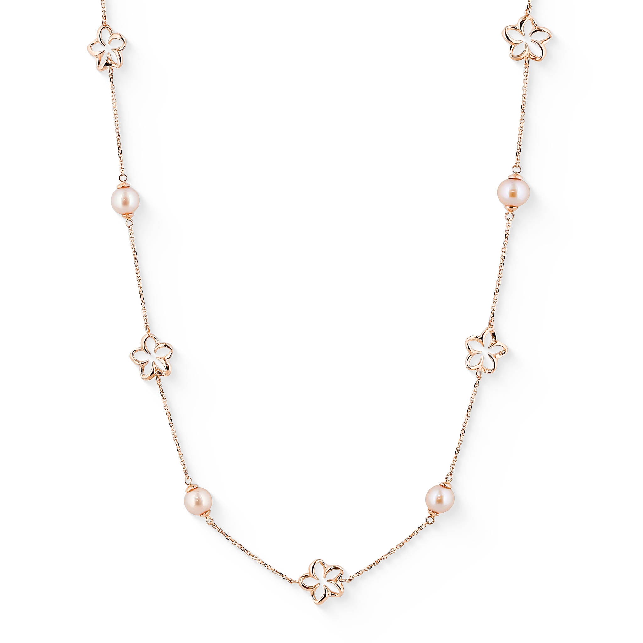 Floating Plumeria And Pink Freshwater Pearl Necklace – Na Hoku