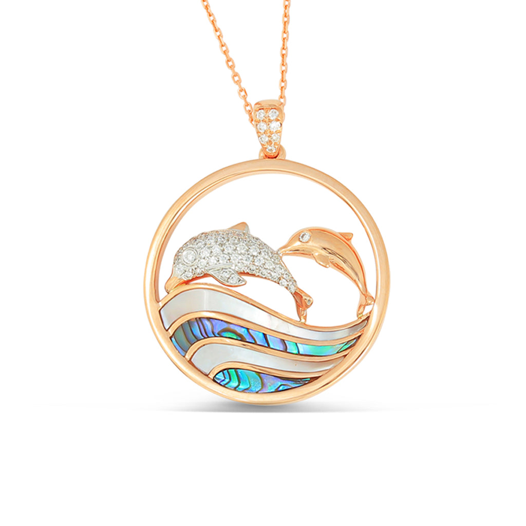 Pick A Pearl Dolphin Pendant in Gold with Diamond