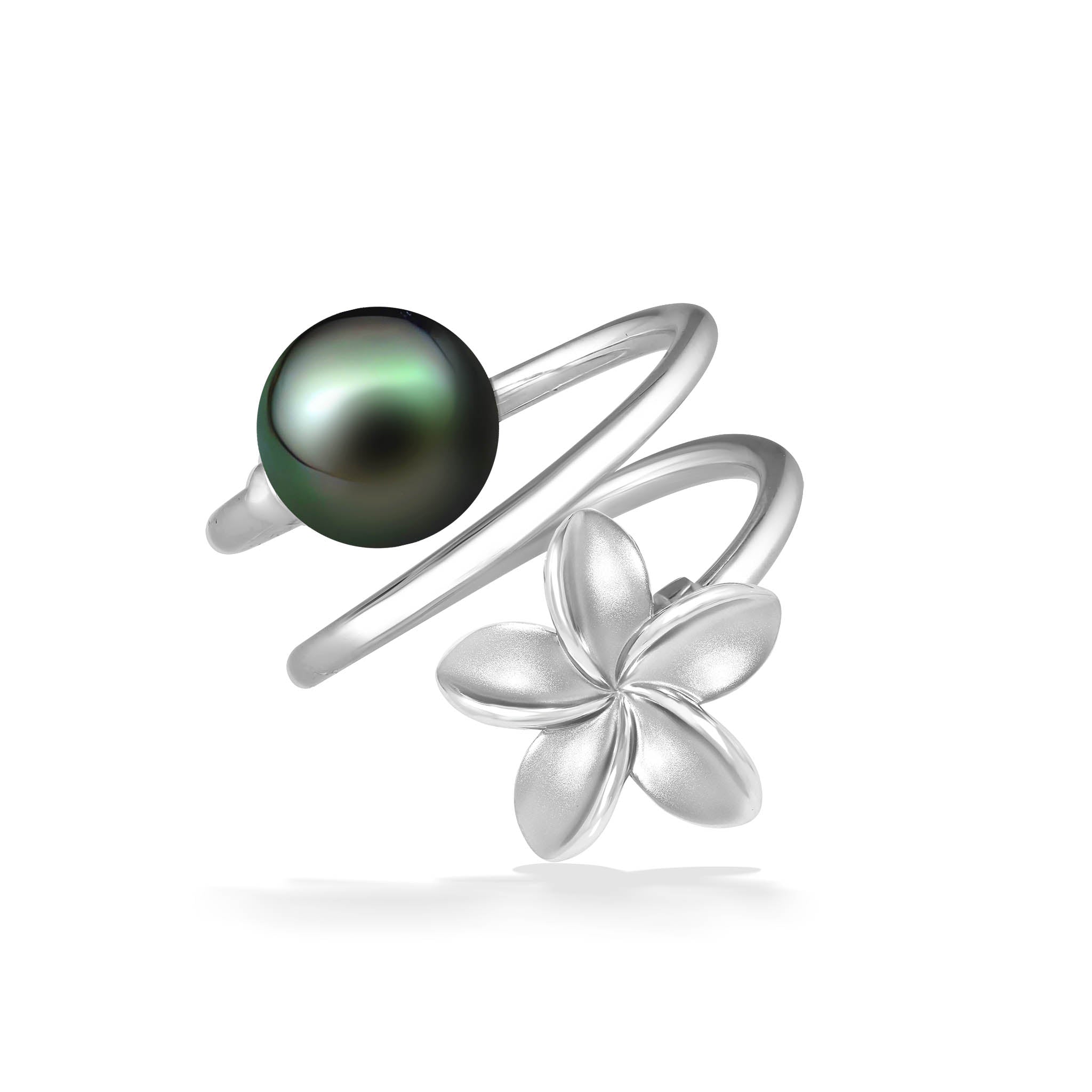 Tahitian pearl ring sterling on sale silver