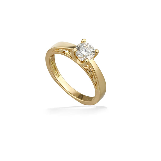 37298 - 18K Yellow Gold - Round 3/4 Carat I-VS1 Na Hoku Solitaire Ring