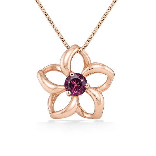 40030 - 14K Rose Gold - Floating Plumeria Pendant