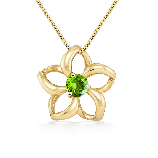 40038 - 14K Yellow Gold - Floating Plumeria Pendant