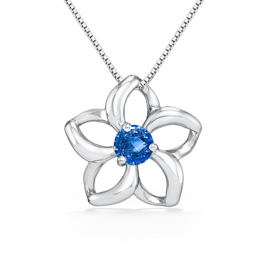 40039 - 14K White Gold - Floating Plumeria Pendant