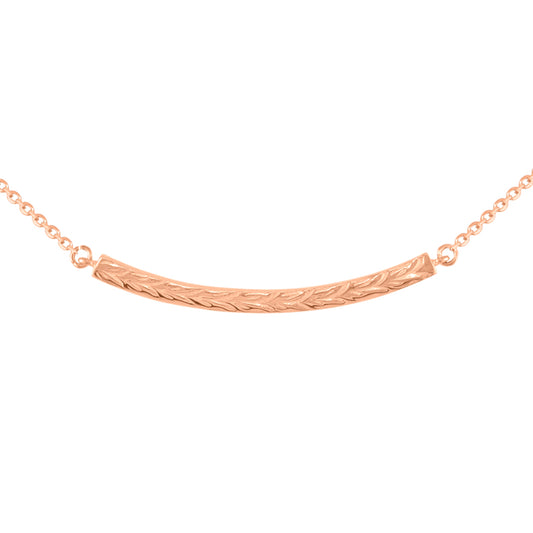 40458 - 14K Rose Gold - Maile Scroll Bar Necklace