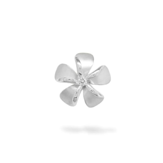 19766 - 14K White Gold - Plumeria Slide