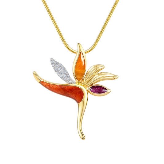 10904 - 14K Yellow Gold - Bird of Paradise Pendant