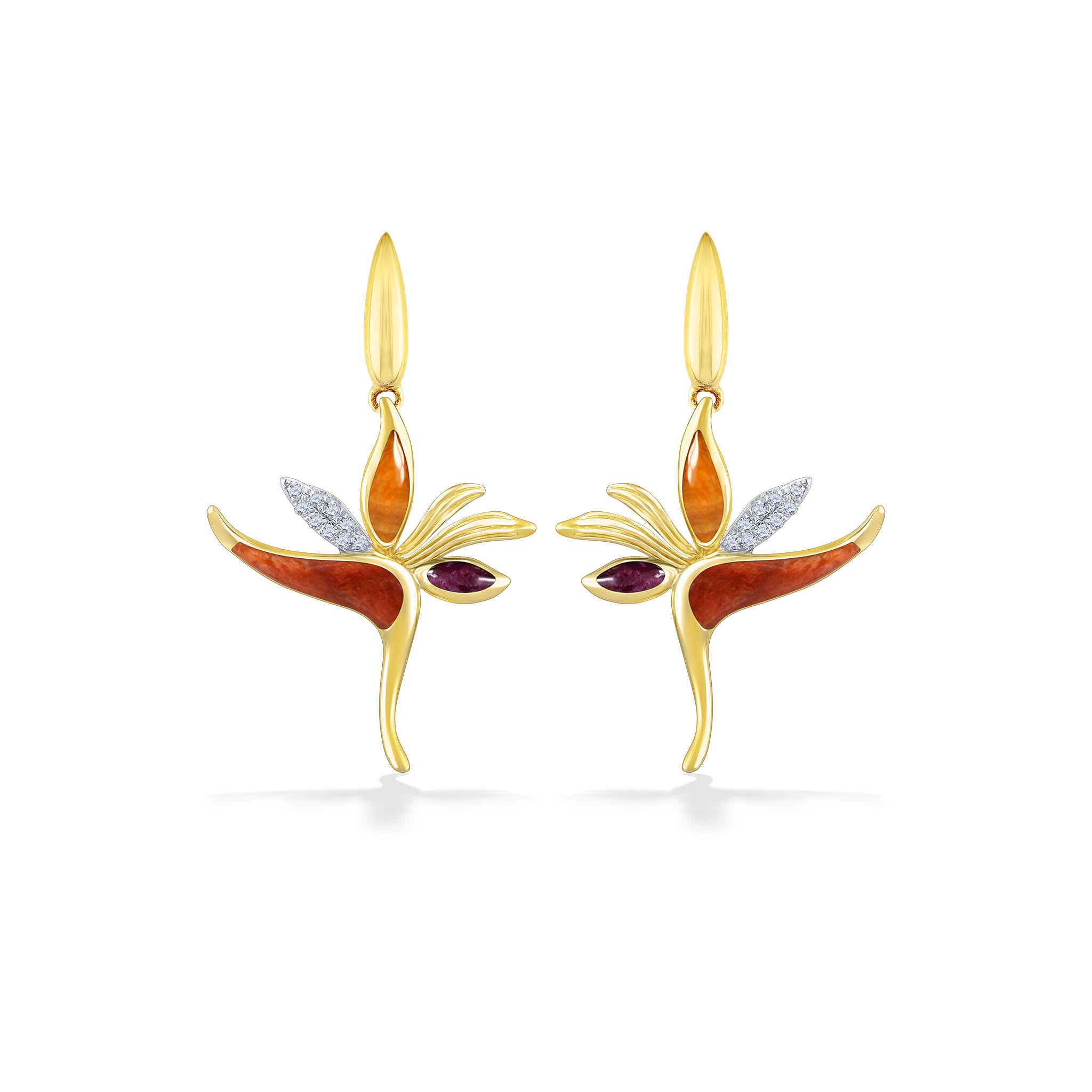 14K Solid Gold Kiwi Bird Earrings