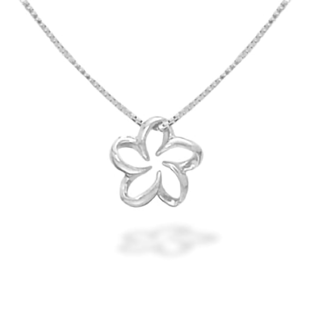 10109 - 14K White Gold - Na Keiki (Children's) Floating Plumeria Pendant