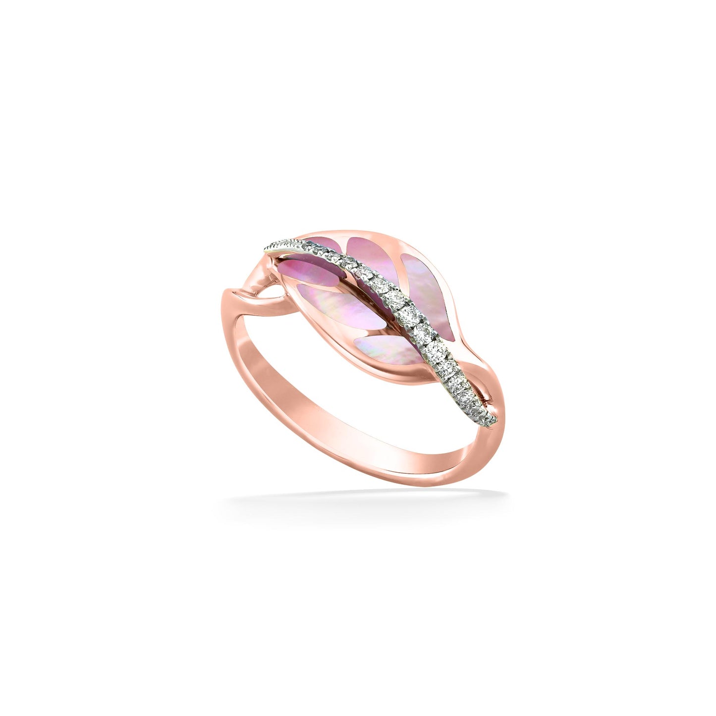 19416 - 14K Rose Gold - Maile Leaf Ring