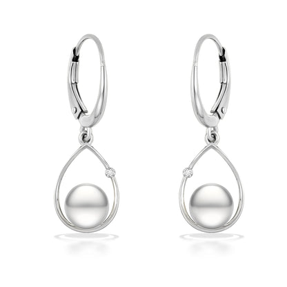 19475 - 14K White Gold - Raindrop Leverback Earrings