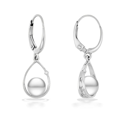 19475 - 14K White Gold - Raindrop Leverback Earrings