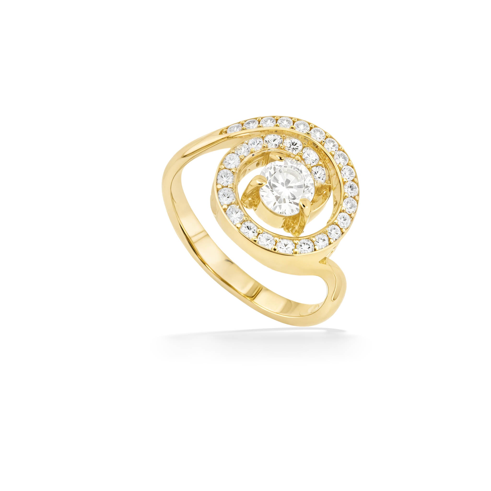 Ethereal 18 Karat Yellow Gold And Diamond Square Finger Ring