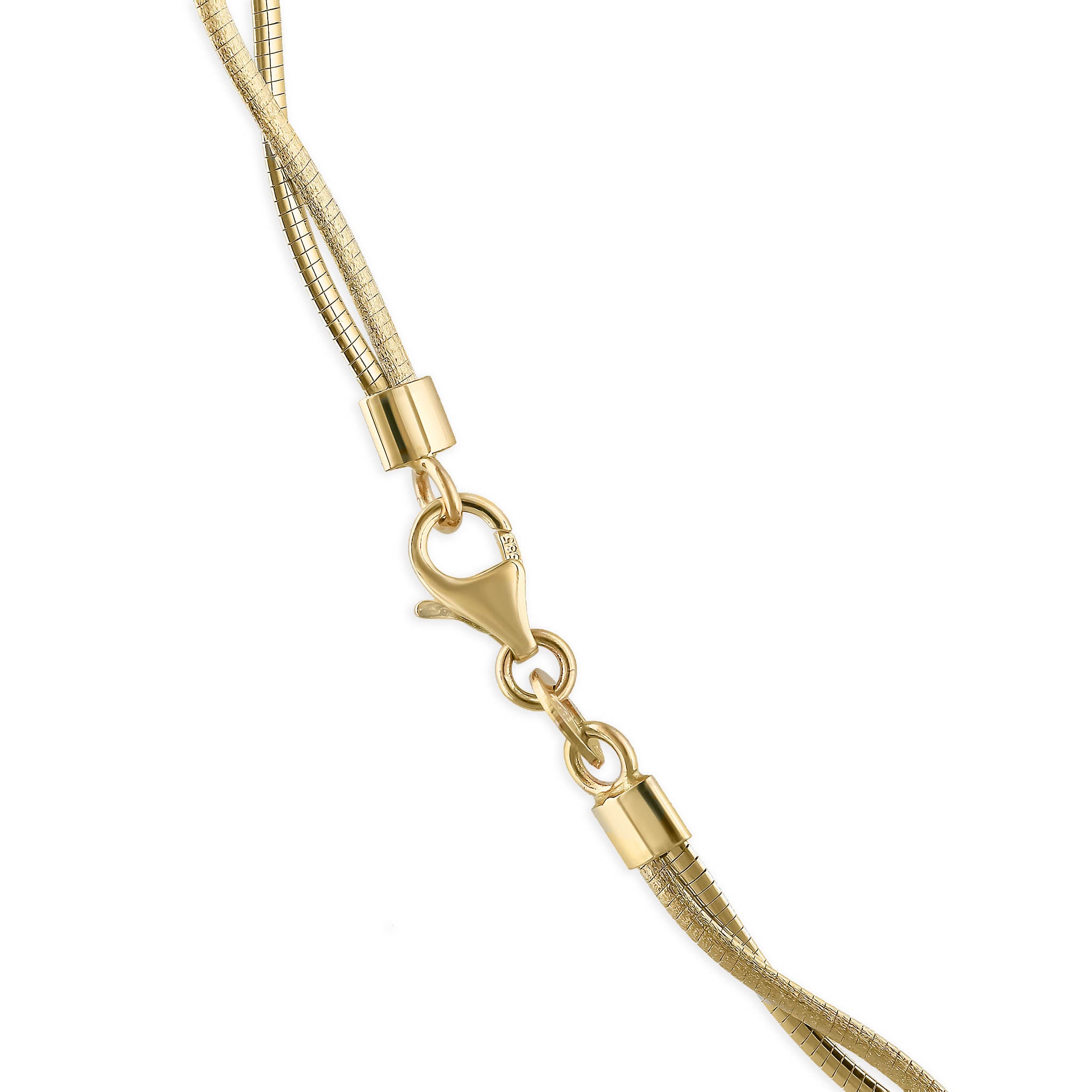 14K Yellow Gold 1mm Round Detachable Clasp Omega Chain Necklace Pendant  Charm Cubetto: 31922169675845