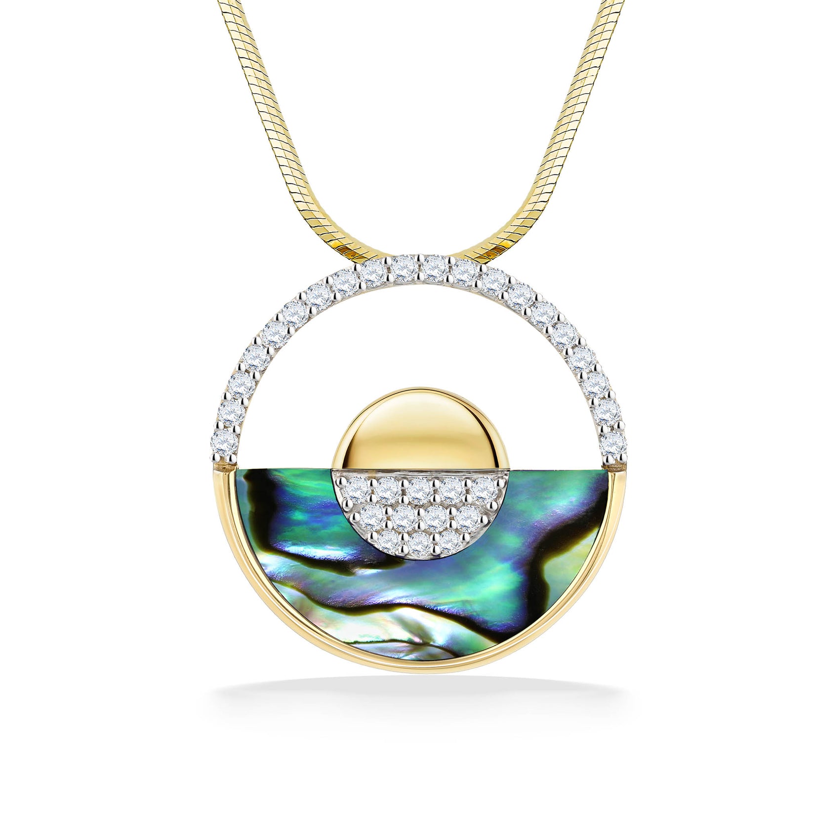 Large Horizon Gold Pendant with Abalone Inlay – Na Hoku