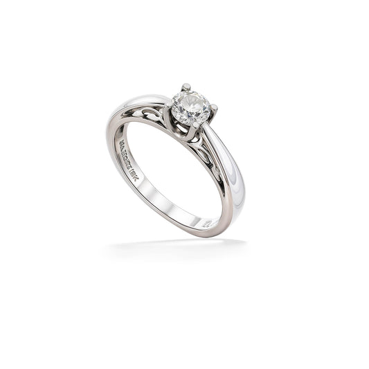 35397 - 18K White Gold - Round 1/2 Carat I-SI1 Na Hoku Solitaire Ring