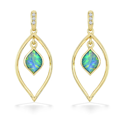 770111 - 14K Yellow Gold - Kabana Opal Drop Earrings