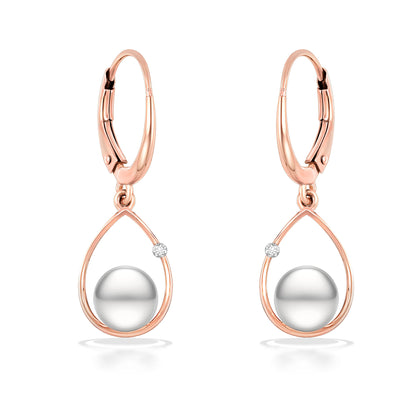 41232 - 14K Rose Gold - Raindrop Leverback Earrings