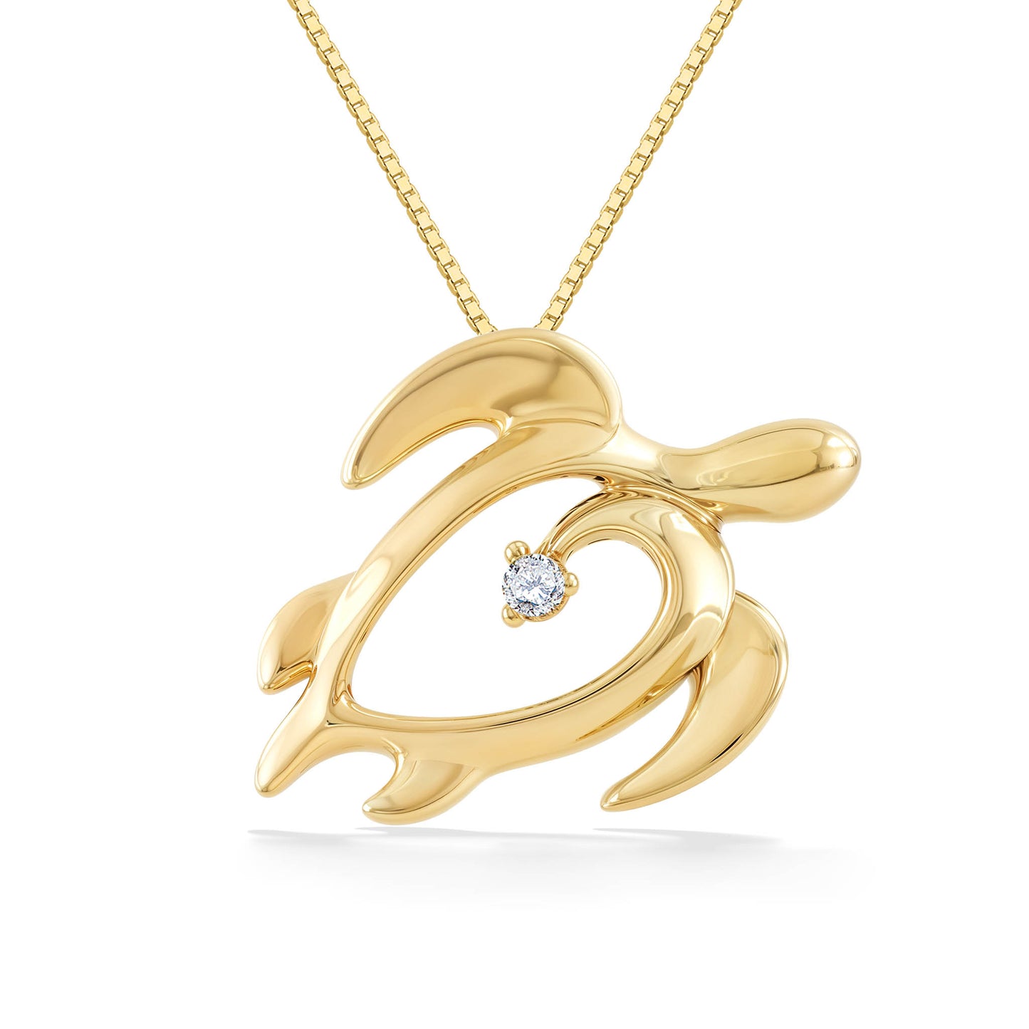 41051 - 14K Yellow Gold - Honu Heart Pendant