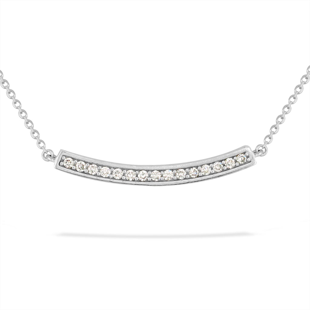 41055 - 14K White Gold - Maile Scroll Bar Necklace