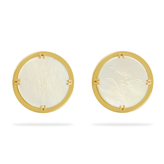 40634 - 14K Yellow Gold - Gaming Counter Stud Earrings