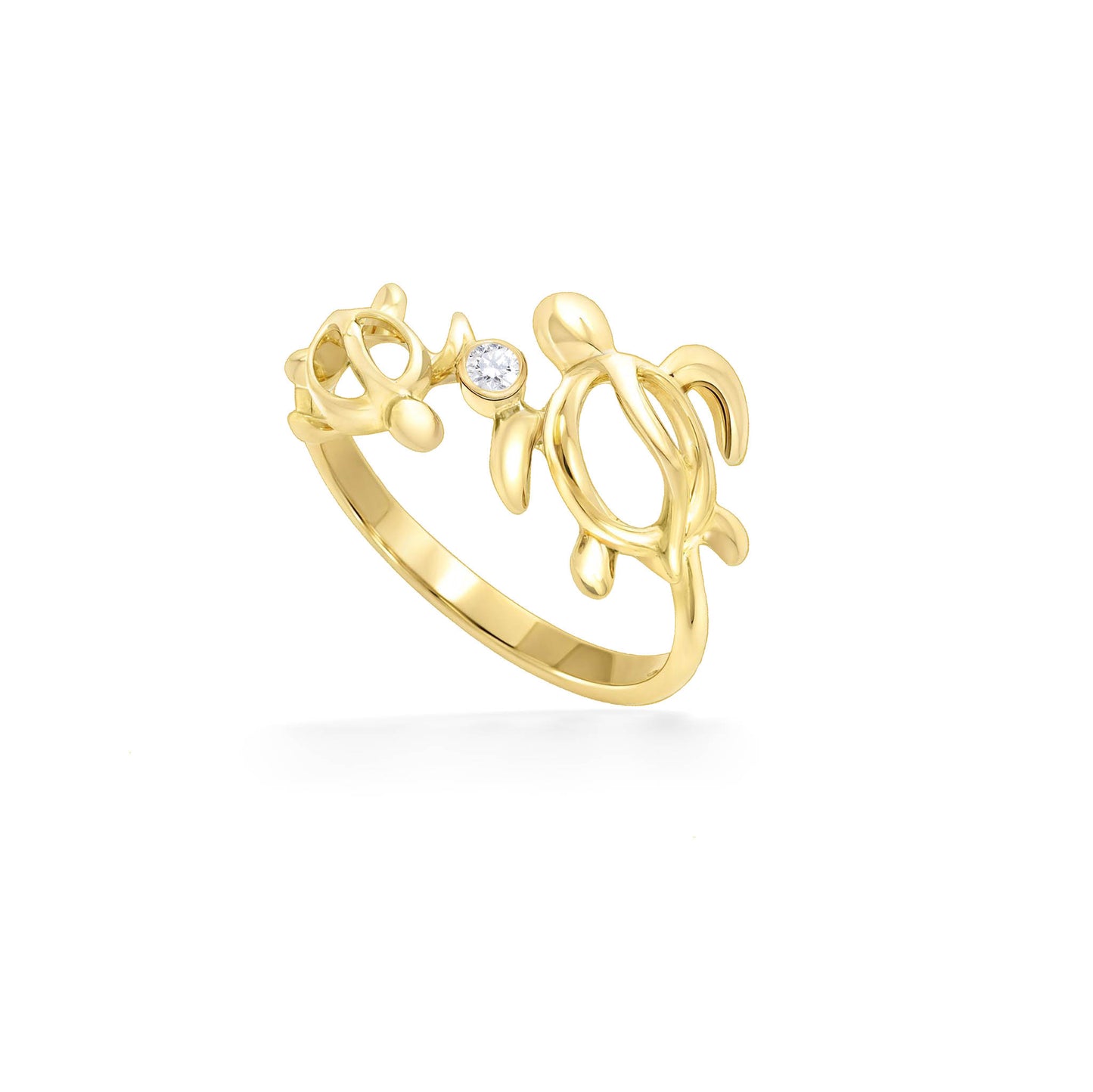 41406 - 14K Yellow Gold - Double Honu Ring