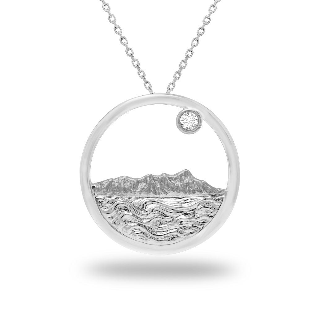 43442 - 14K White Gold - Diamond Head Pendant