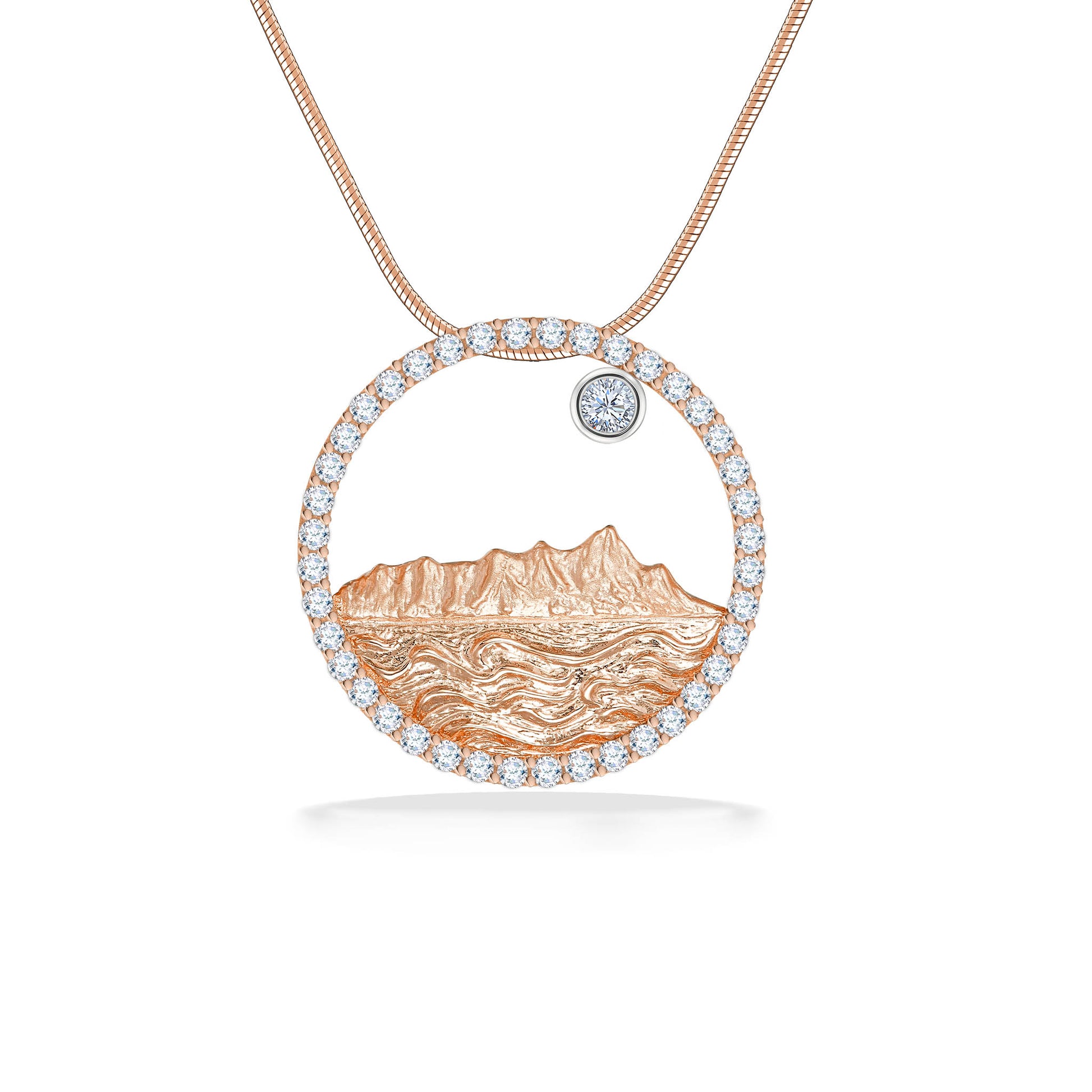 43676 - 14K Rose Gold and 14K White Gold - Diamond Head Pendant