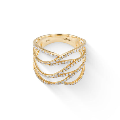 771966 - 14K Yellow Gold - Effy Classica Ring with Pavé Diamonds