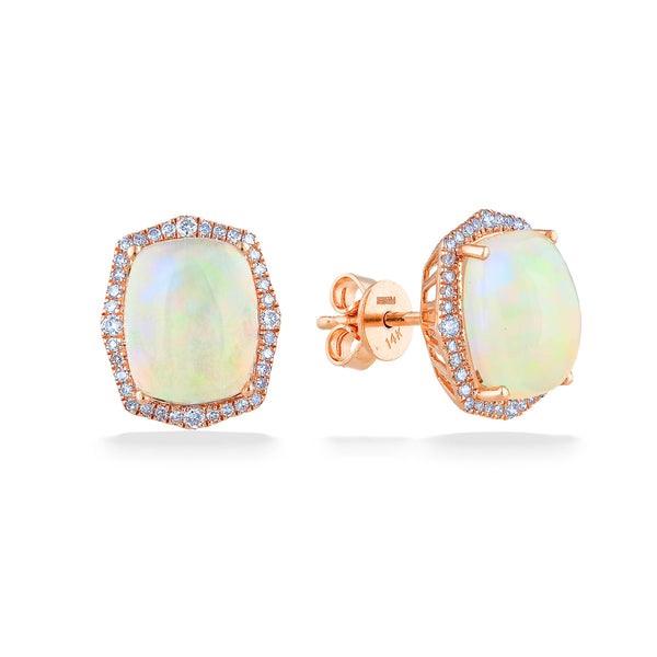 Opal Stud Earrings in 14K Yellow Gold