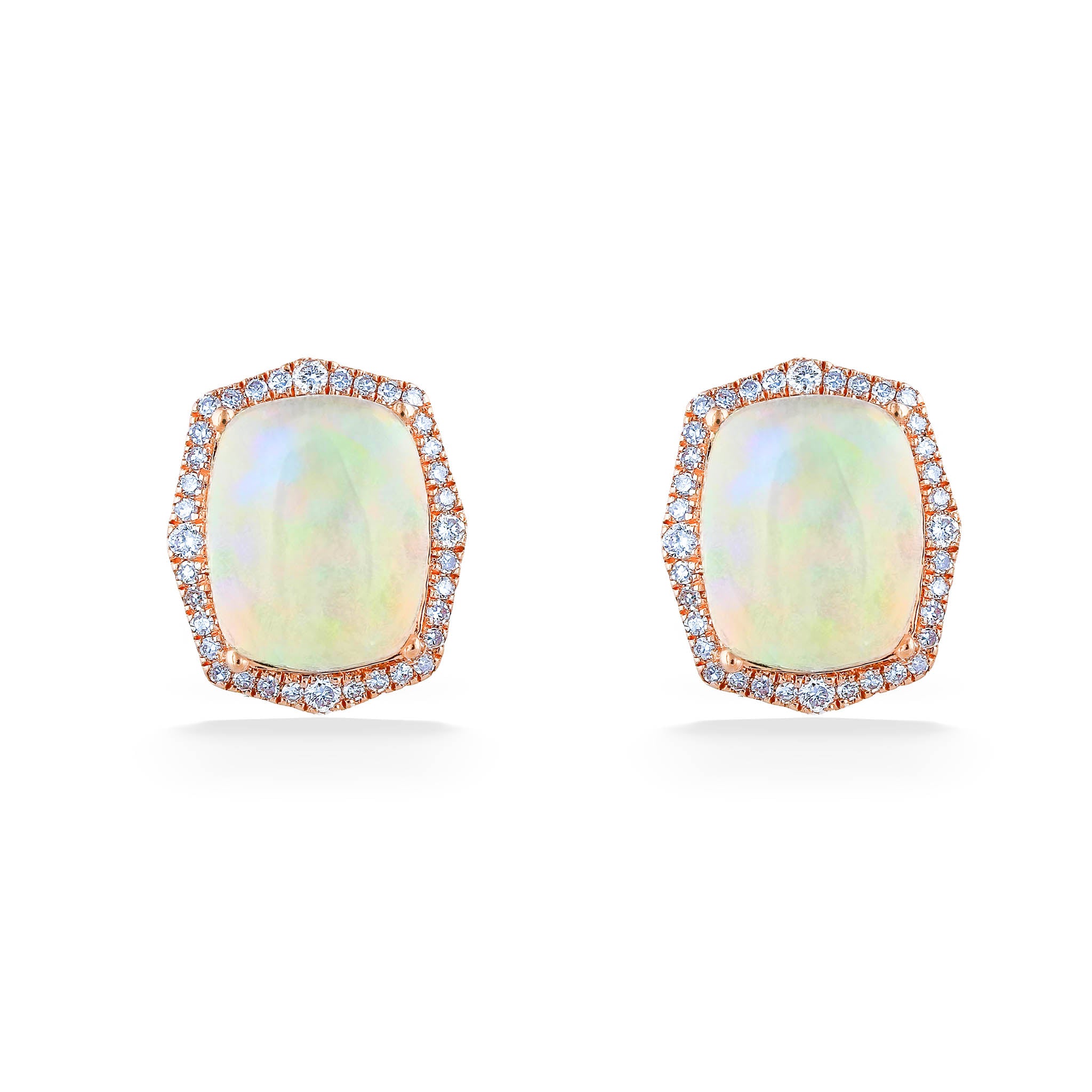 4.35tcw Natural Oval Opal Diamond Omega Earrings, Solitaire Opal Yello