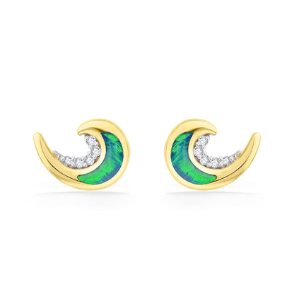 44278 - 14K Yellow Gold - Ocean Swell Opal Stud Earrings