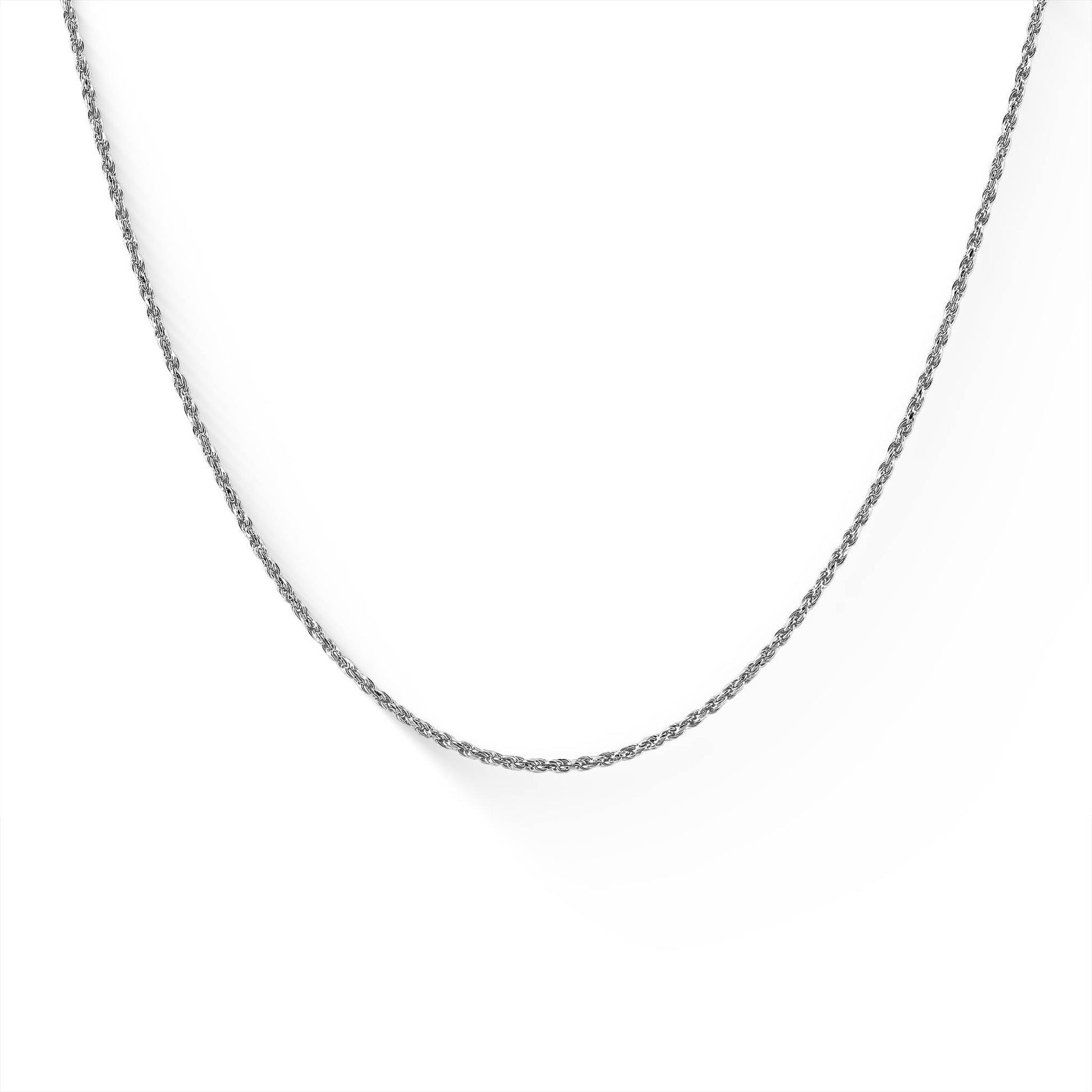 773124 - 14K White Gold - 18" Diamond Cut Rope Rope Chain, 0.95mm