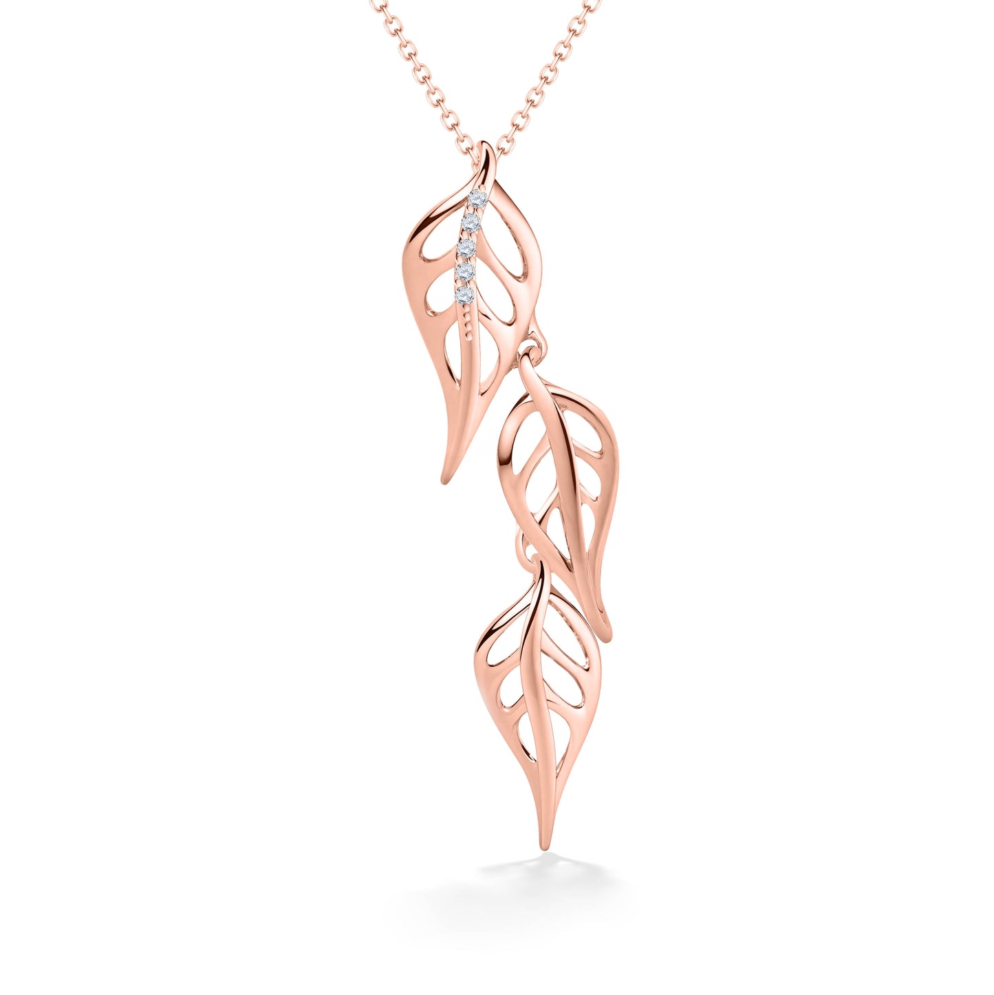 44675 - 14K Rose Gold - Maile Leaf Drop Pendant