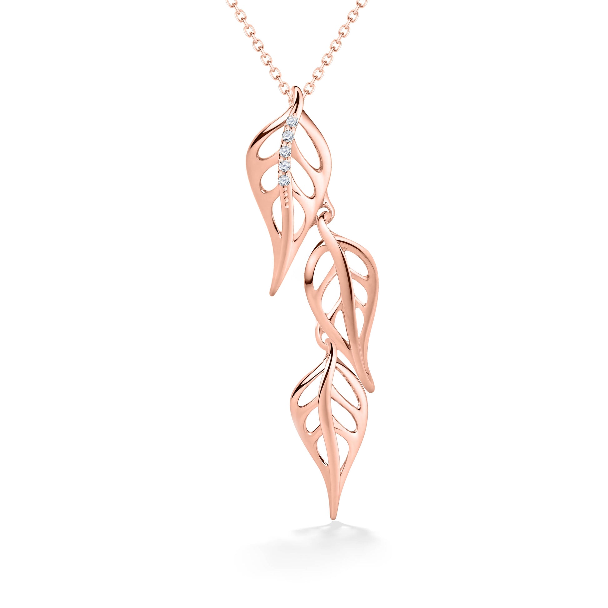 44675 - 14K Rose Gold - Maile Leaf Drop Pendant