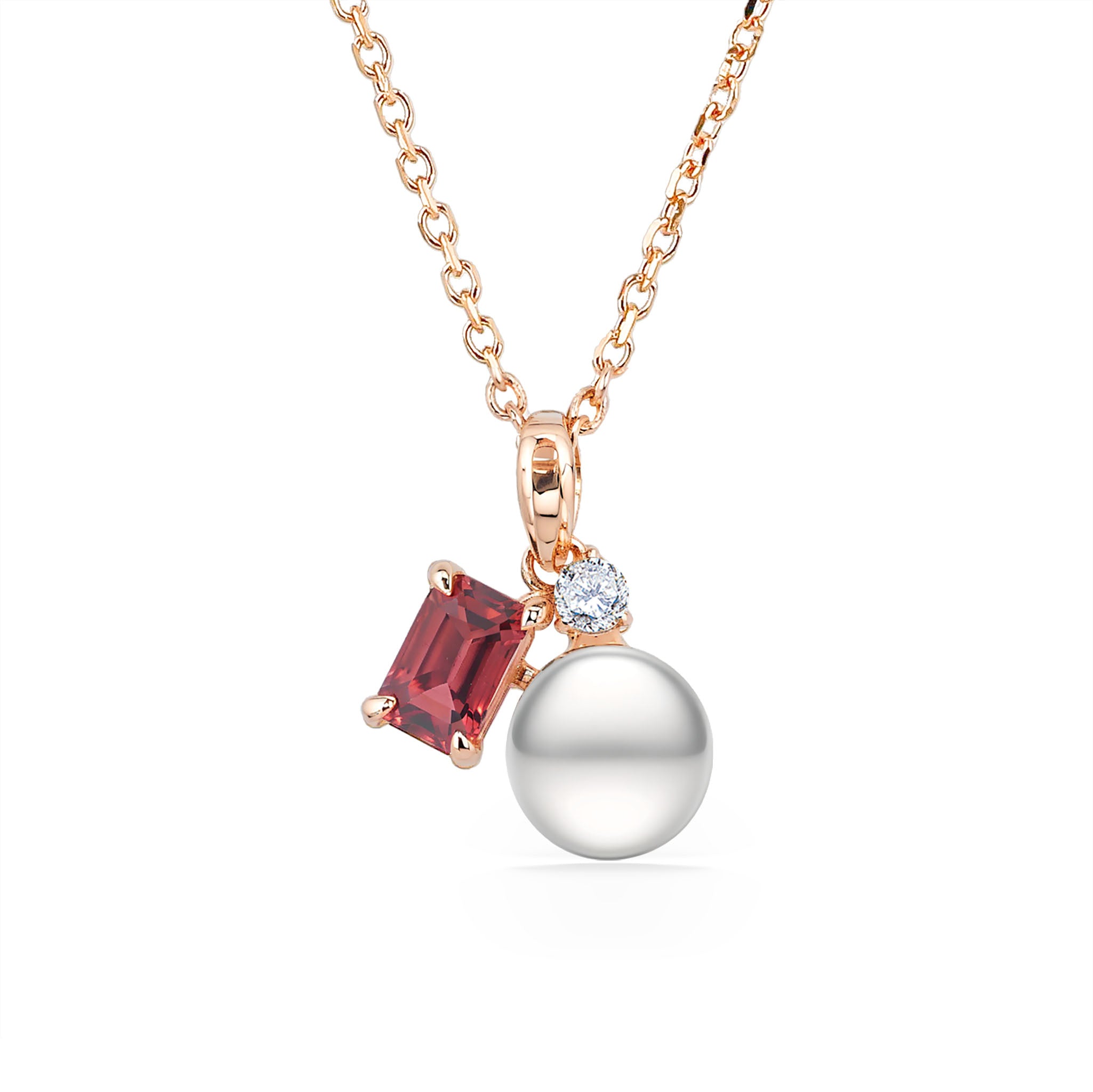 Pink shops Tourmaline, 14k White Gold Pearl Pendant Necklace