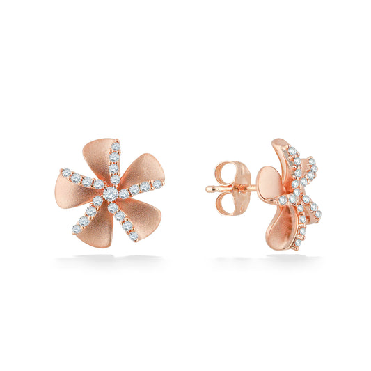 44687 - 14K Rose Gold - Plumeria Stud Earrings