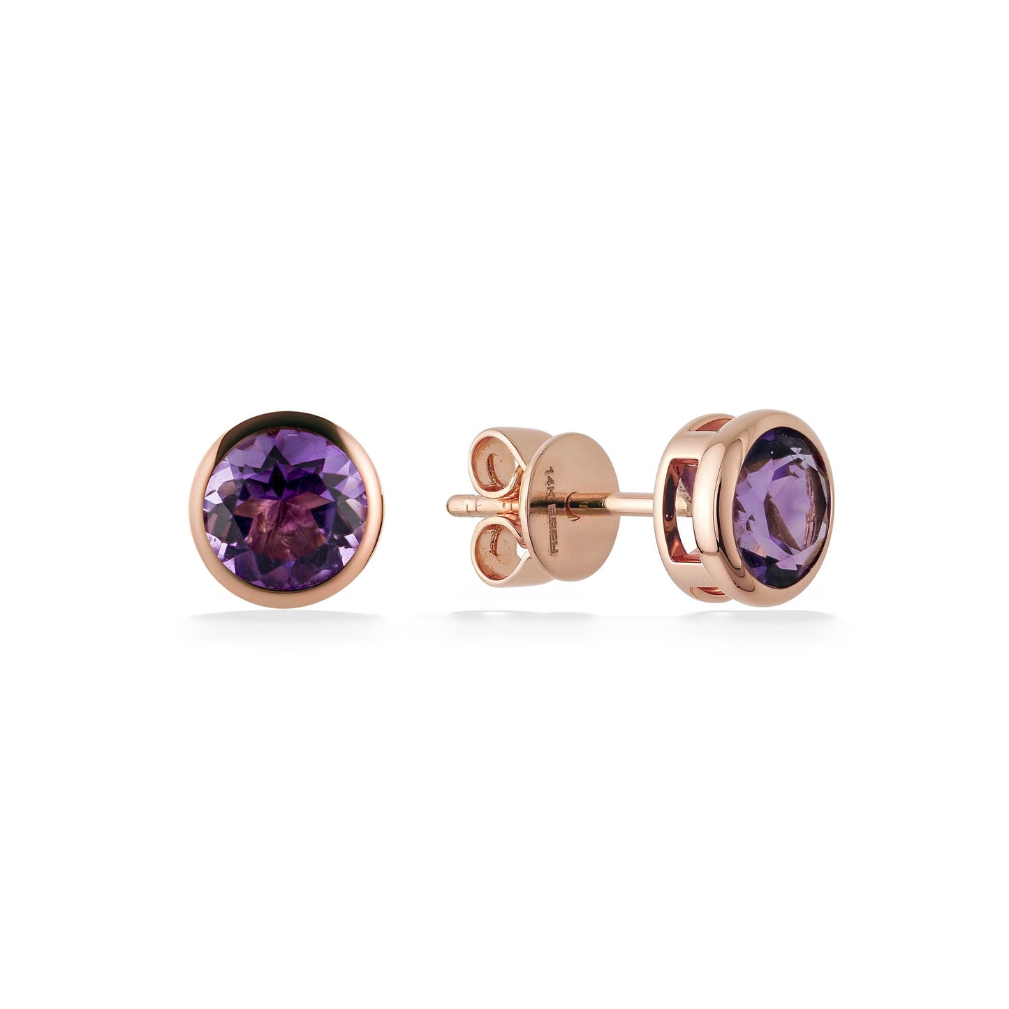 773303 - 14K Rose Gold - Effy Amethyst Bezel Stud Earrings