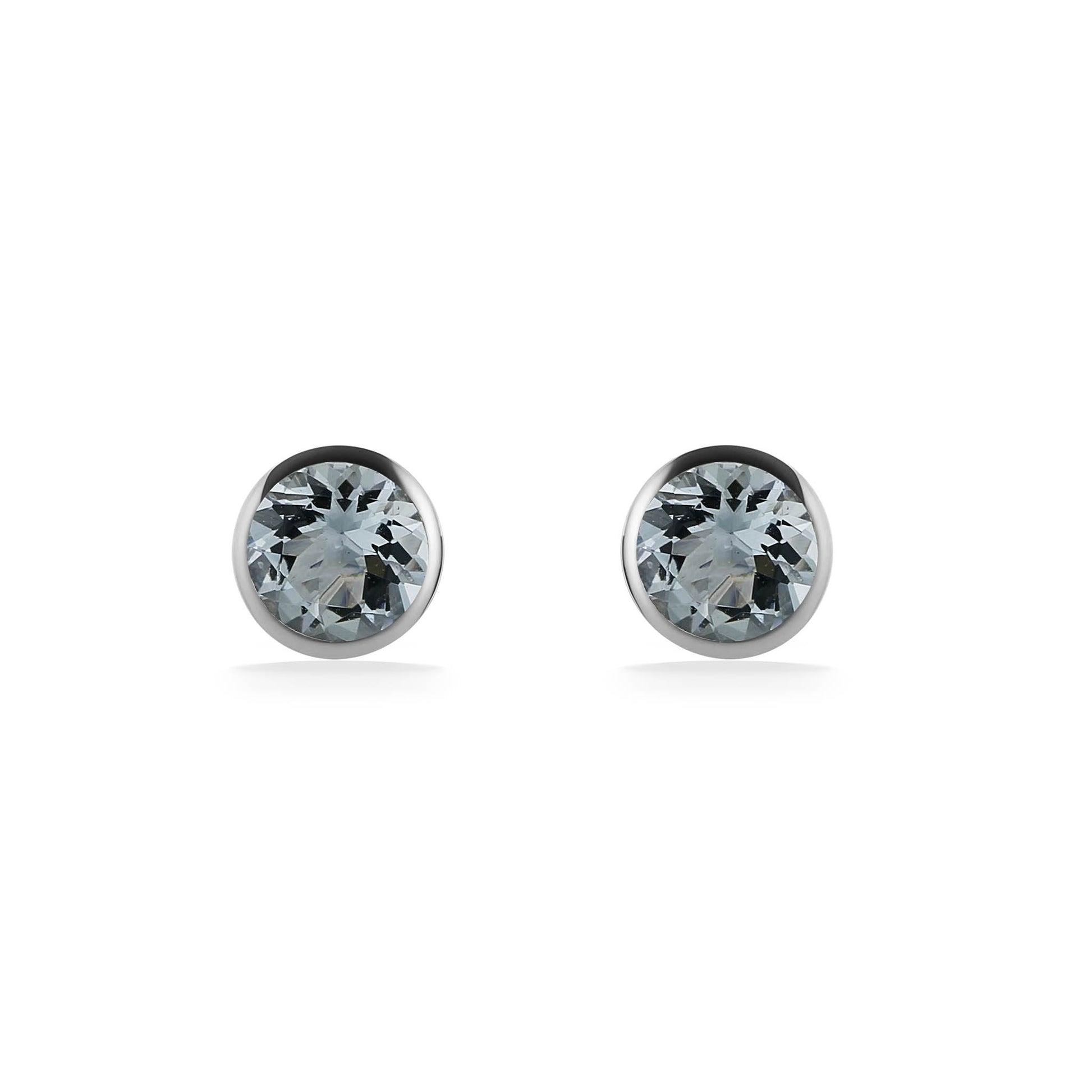 773304 - 14K White Gold - Effy Aquamarine Bezel Stud Earrings