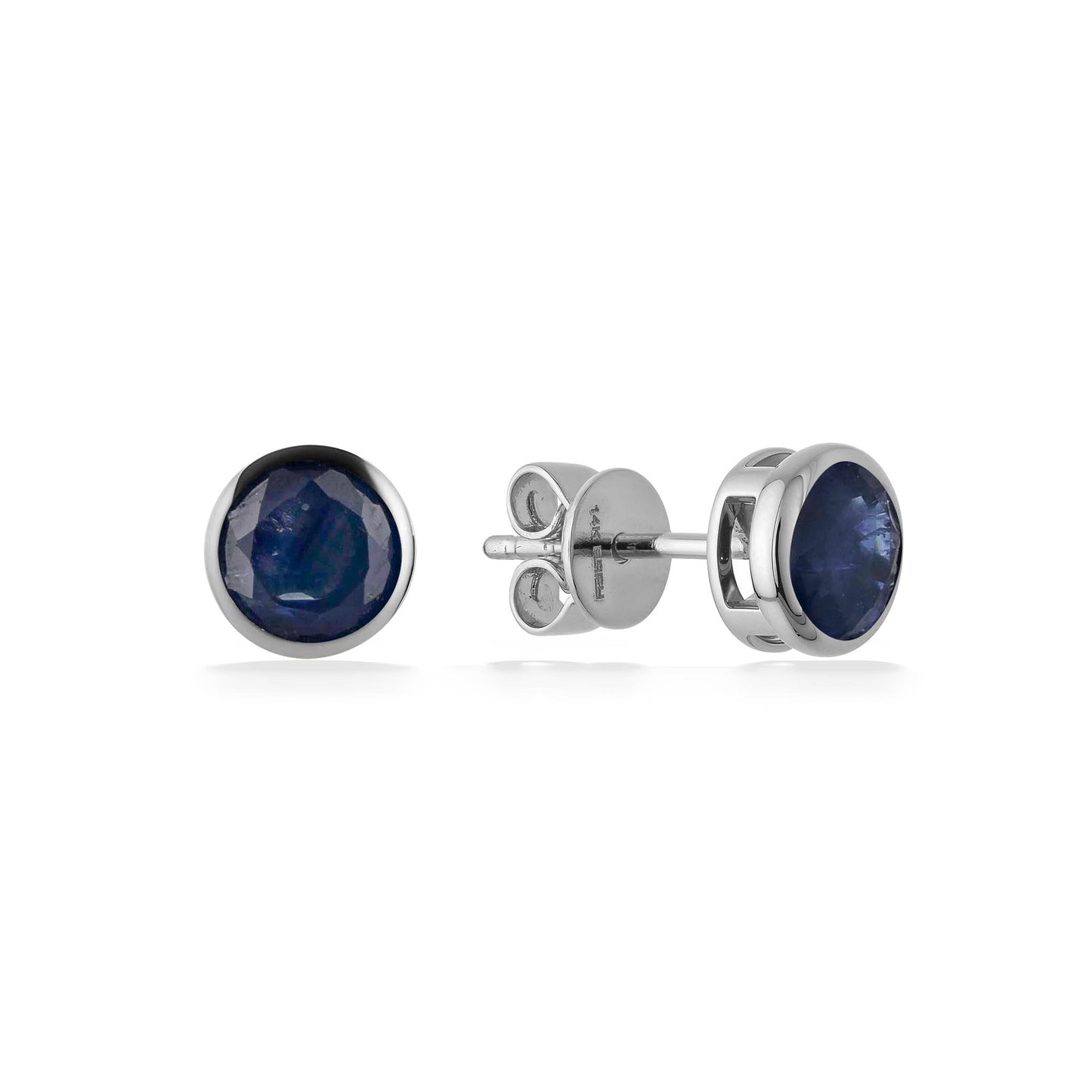 773308 - 14K White Gold - Effy Blue Sapphire Bezel Stud Earrings