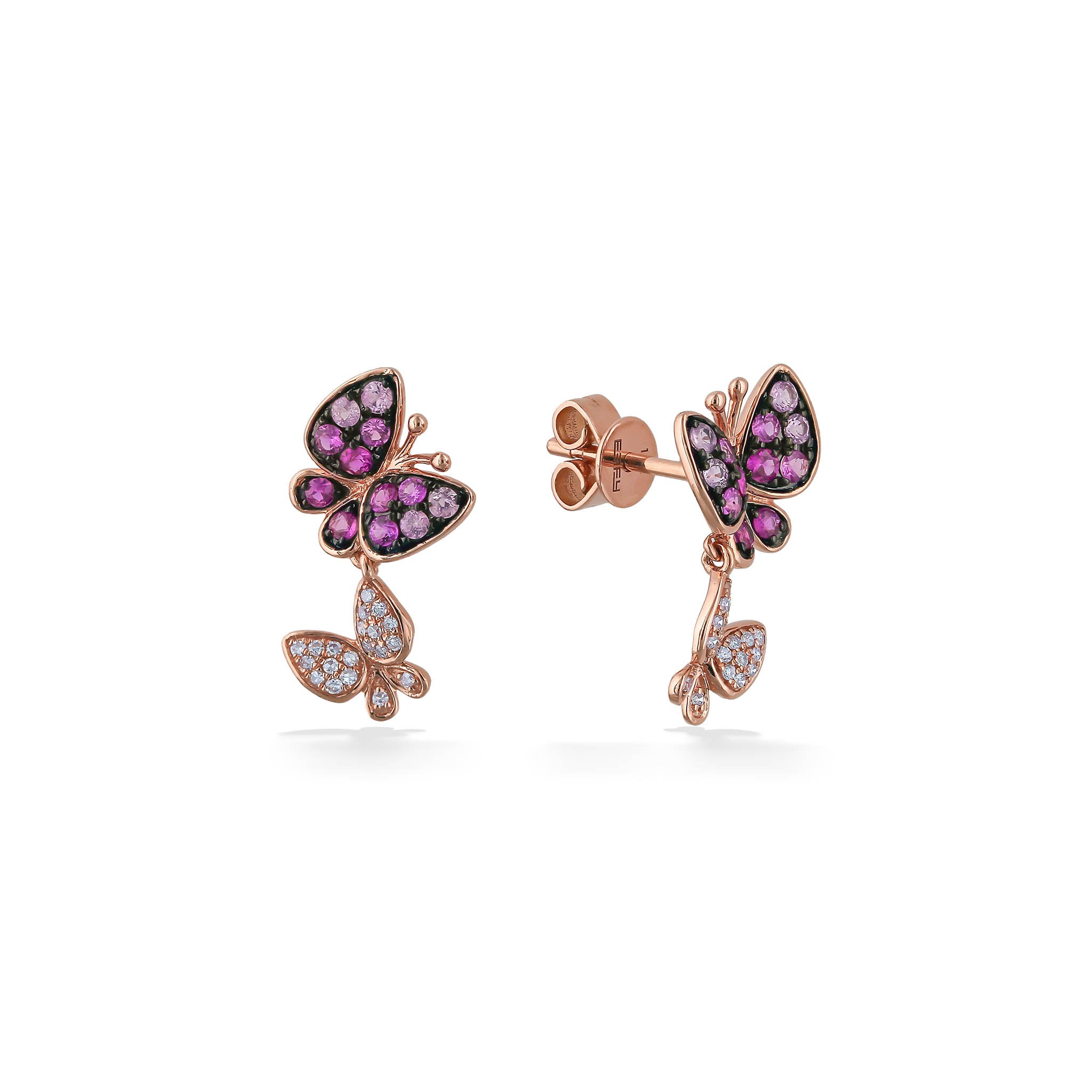 Yellow Gold Diamond Butterfly Earrings 001-150-04395 14KY | Meigs Jewelry |  Tahlequah, OK