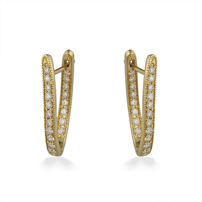 773462 - 14K Yellow Gold - Diamond Oval Hoop Earrings