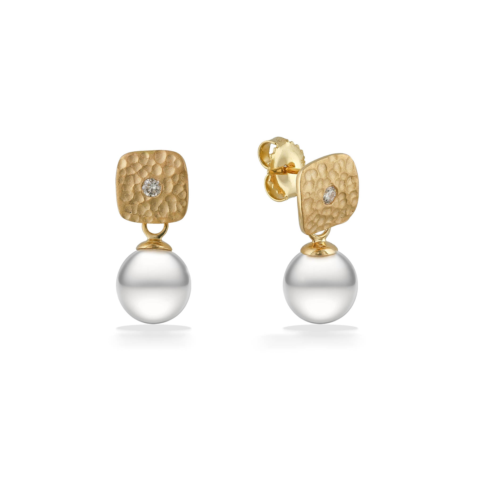 White South Sea Pearl Structured Drop Earrings