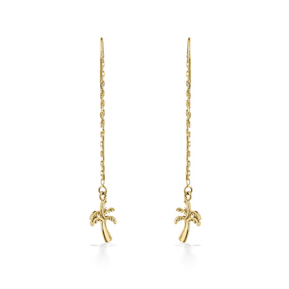 44776 - 14K Yellow Gold - Palm Tree Threader Earrings