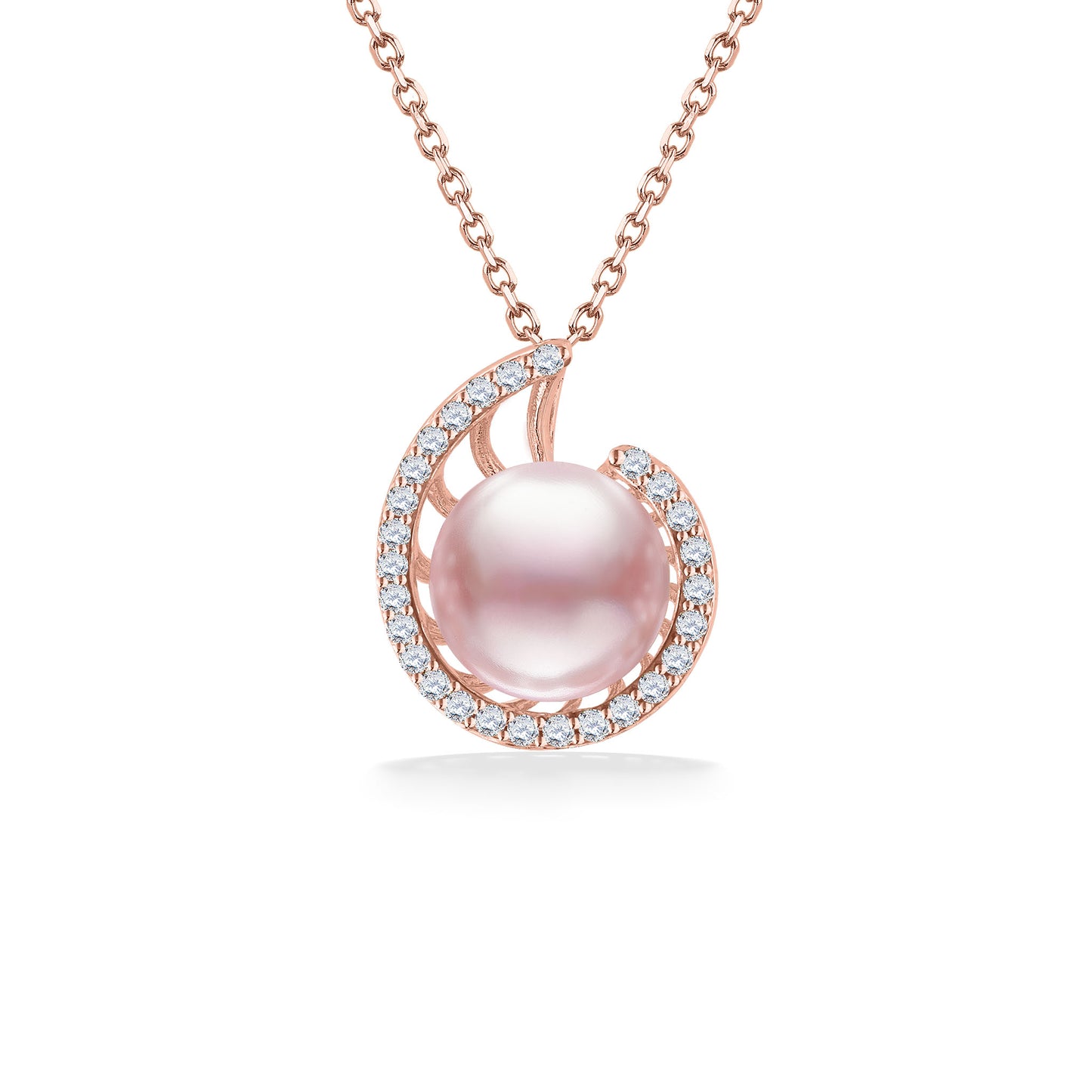 44813 - 14K Rose Gold - Pink Freshwater Pearl Nautilus Pendant