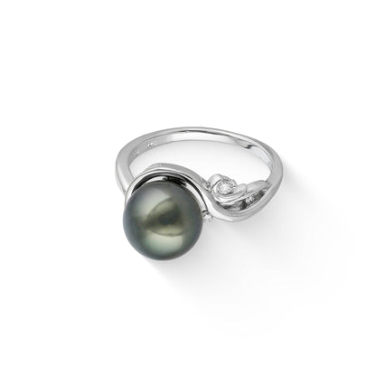 44823 - 14K White Gold - Tahitian Pearl Waterfall Ring