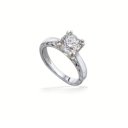 30199 - 18K White Gold - Cushion 2.02 Carat F-VS2 Na Hoku Solitaire Ring