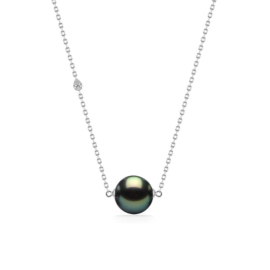 44883 - 14K White Gold - Tahitian Pearl Shimmer Diamond Necklace