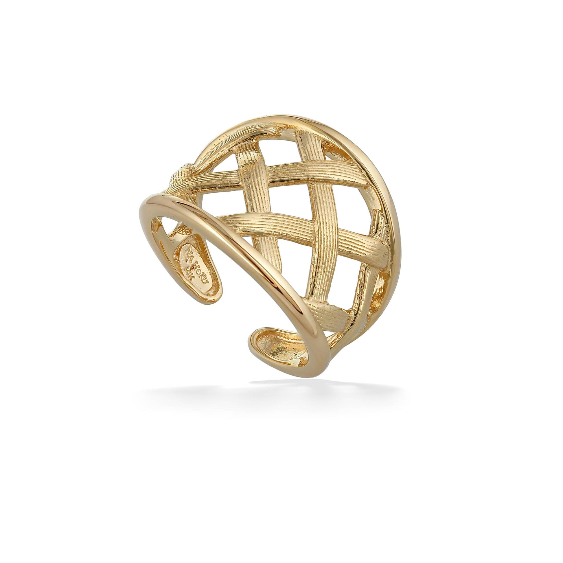 44663 - 14K Yellow Gold - Lauhala Cuff Ring