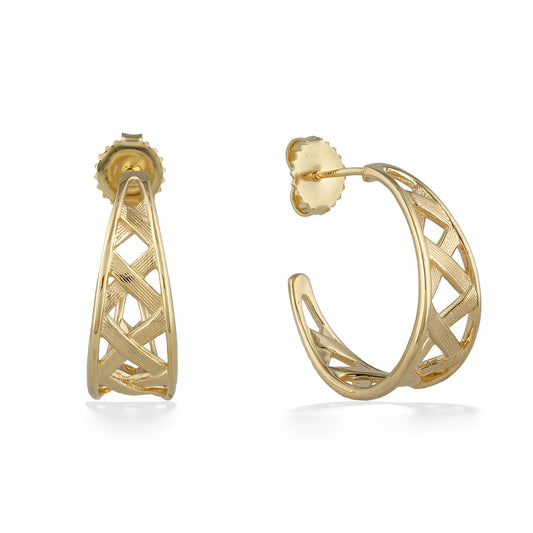 44664 - 14K Yellow Gold - Lauhala Hoop Earrings