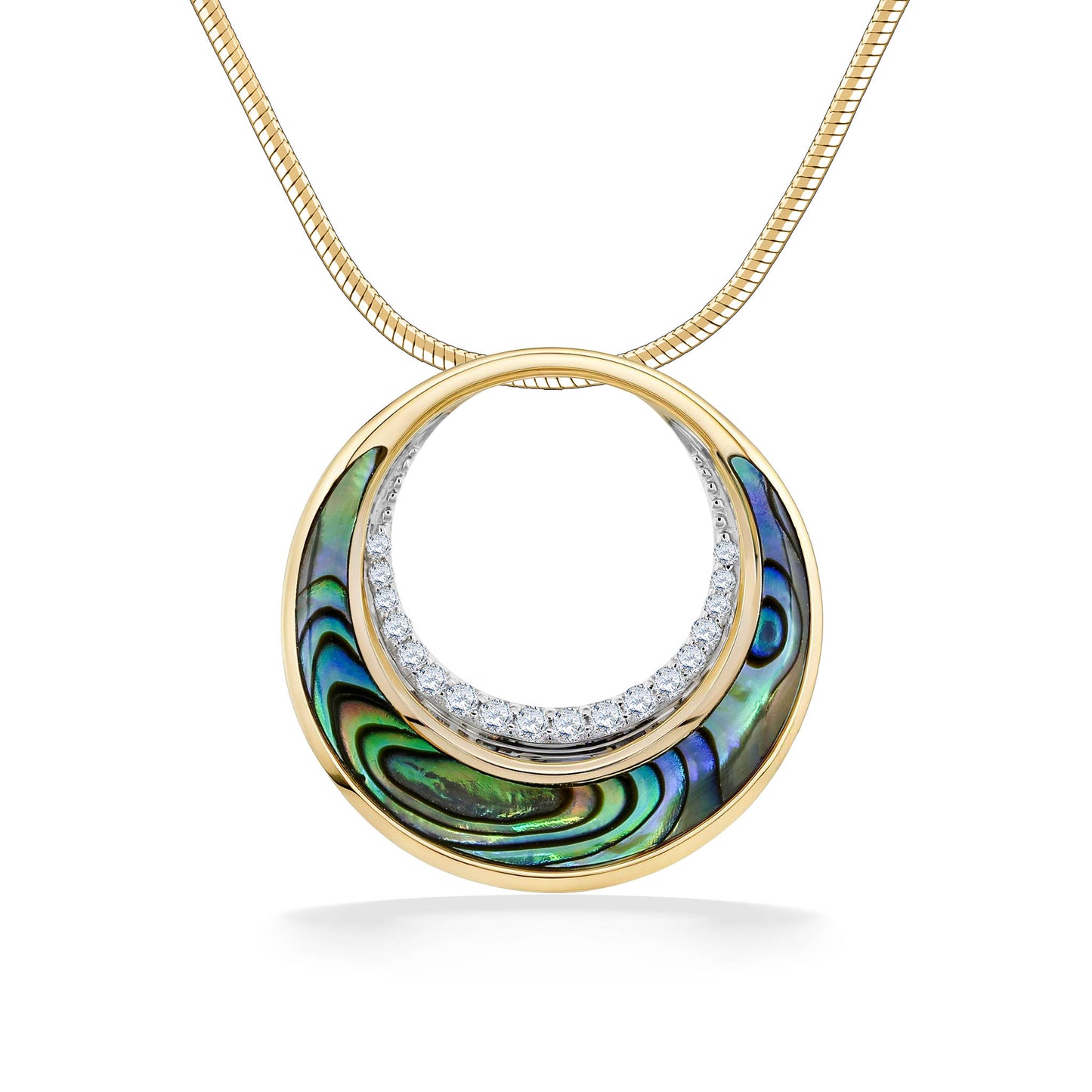 45125 - 14K Yellow Gold - Abalone and Diamond Mahina Pendant